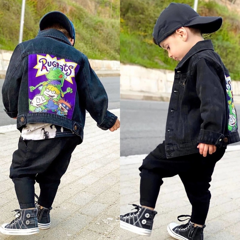 NWT Nickelodeon Nova Kids Mini Raptor Rugrats Denim Jacket Kids SZ 6